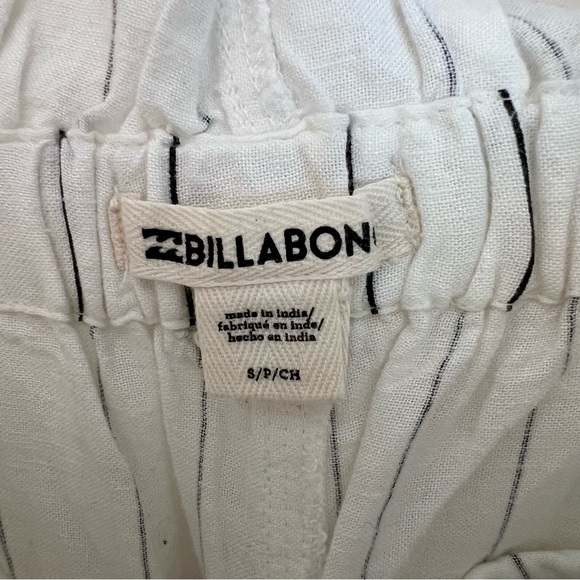 Billabong Paperbag Linen Stripe Beach Pants White Black Small NWT Casual Travel - Picture 3 of 8